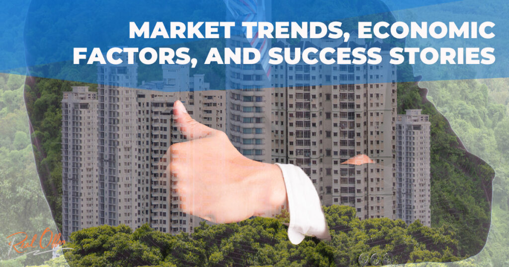 Visual representation depicting market trends, economic factors, and success stories.