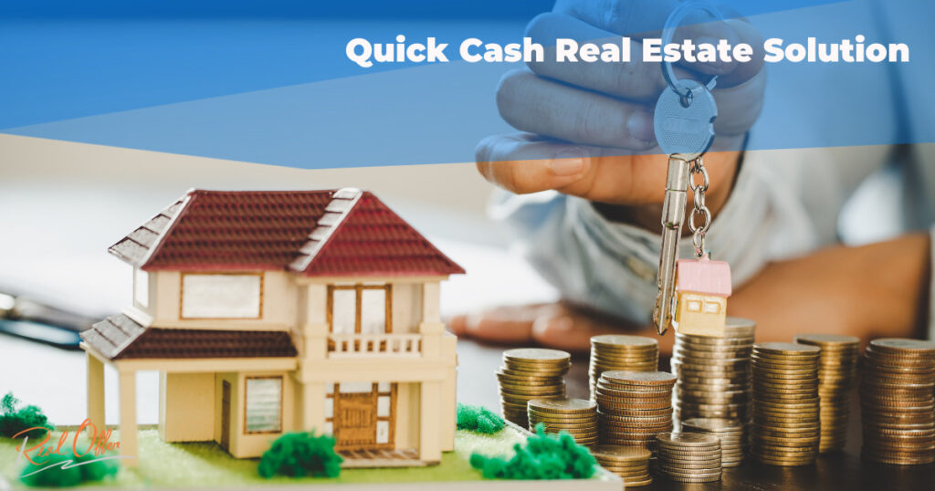 House with cash symbol for quick transactions